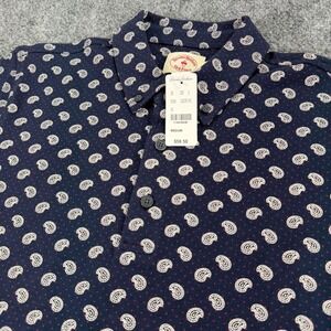 Brooks Brothers Red Fleece Polo Shirt Men Medium Navy Paisley Pique $59 MSRP NWT